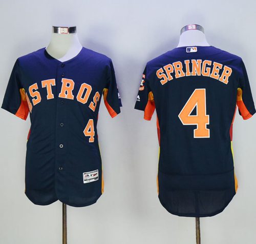 Astros #4 George Springer Navy Blue Flexbase Authentic Collection Stitched MLB Jersey
